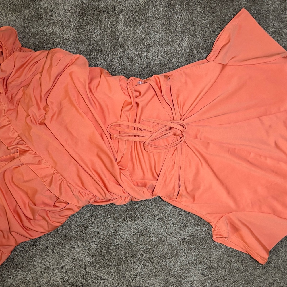 Coral Ruched Dress